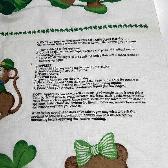 Cute St. Patricks Day Fabric 2 Panel Appliques Cranston Fabricclover leprechaun - Picture 3 of 6